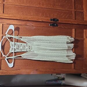 Free People Light Green Lace Tunic